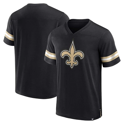 Men's Fanatics Black New Orleans Saints Jersey Tackle V-Neck T-Shirt