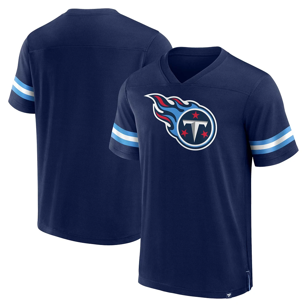 Men's Fanatics Navy Tennessee Titans Jersey Tackle V-Neck T-Shirt