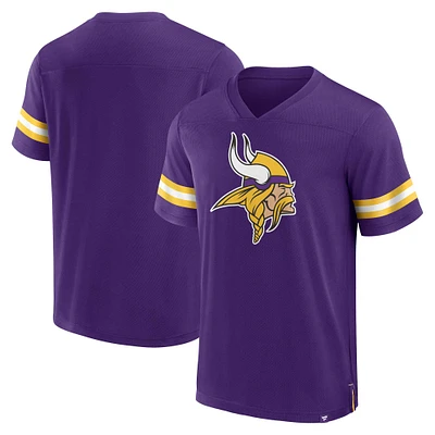 Men's Fanatics Purple Minnesota Vikings Jersey Tackle V-Neck T-Shirt