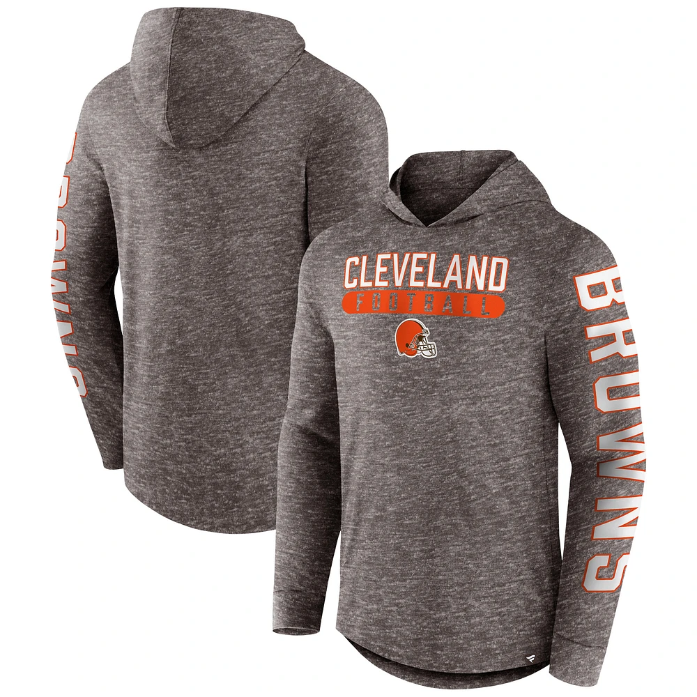 Men's Fanatics Heather Brown Cleveland Browns Pill Stack Long Sleeve Hoodie T-Shirt