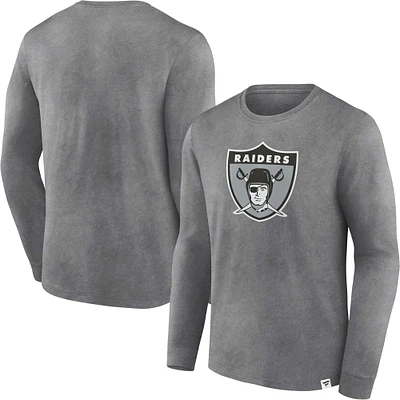Men's Fanatics Heather Charcoal Las Vegas Raiders Washed Primary Long Sleeve T-Shirt