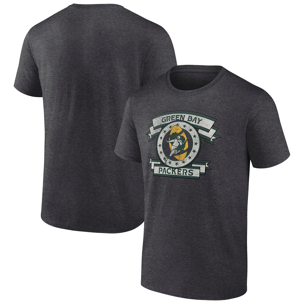 Men's Fanatics Heather Charcoal Green Bay Packers Wingback Carry T-Shirt