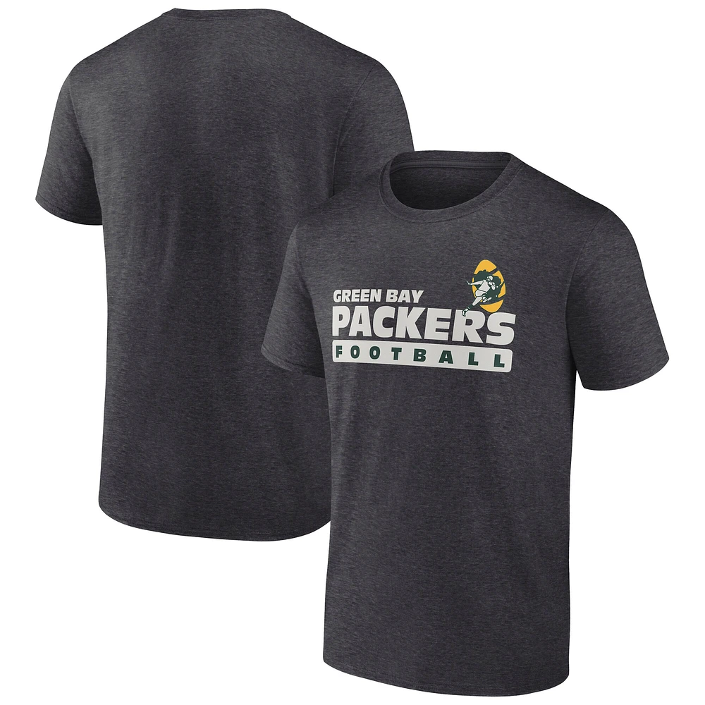 Men's Fanatics Heather Charcoal Green Bay Packers Going Old School T-Shirt