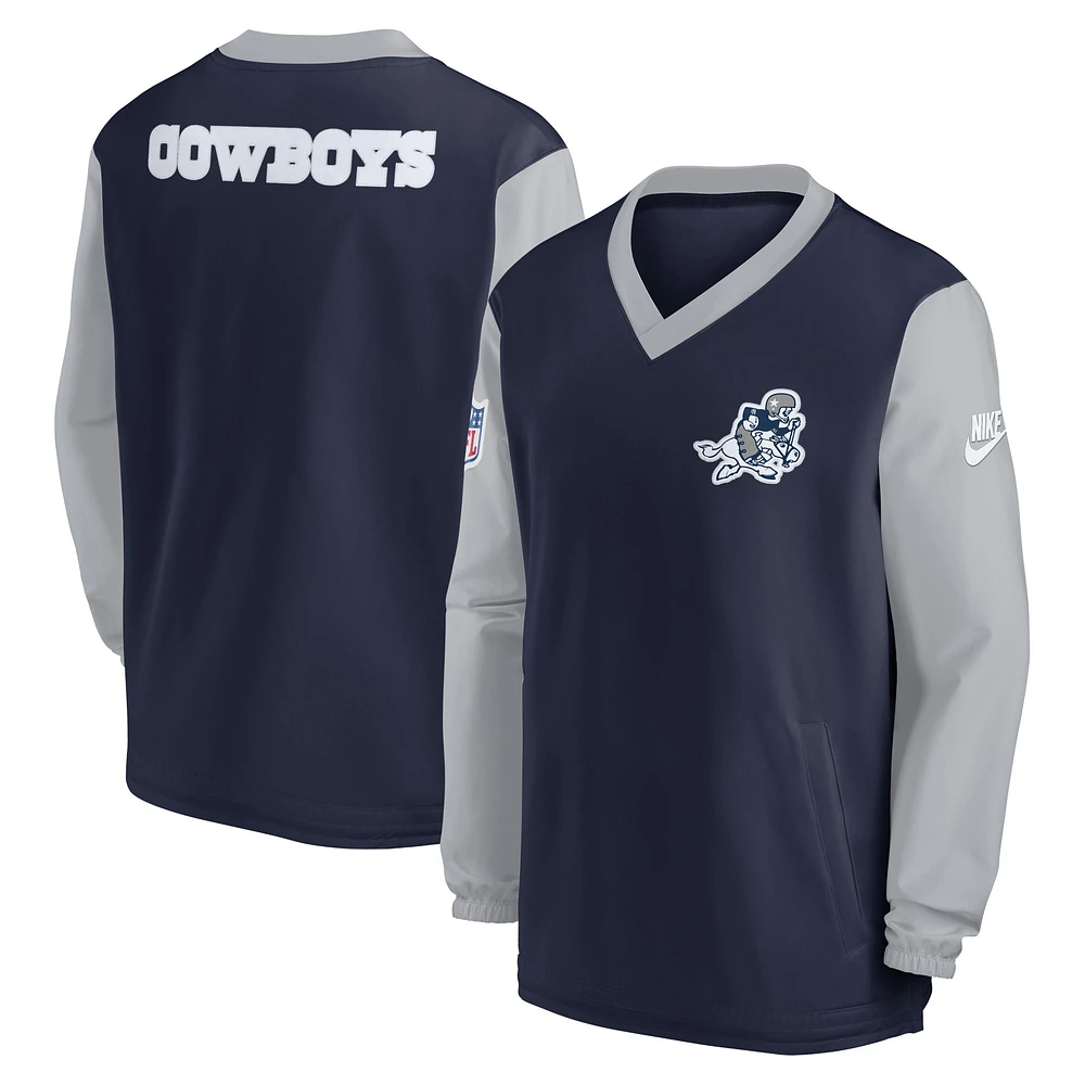 Men's Nike Navy Dallas Cowboys 2023 Sideline V-Neck Pullover Windshirt