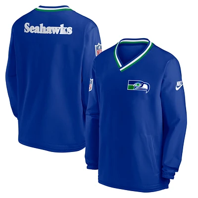 Men's Nike Royal Seattle Seahawks Throwback V-Neck Pullover Windbreaker