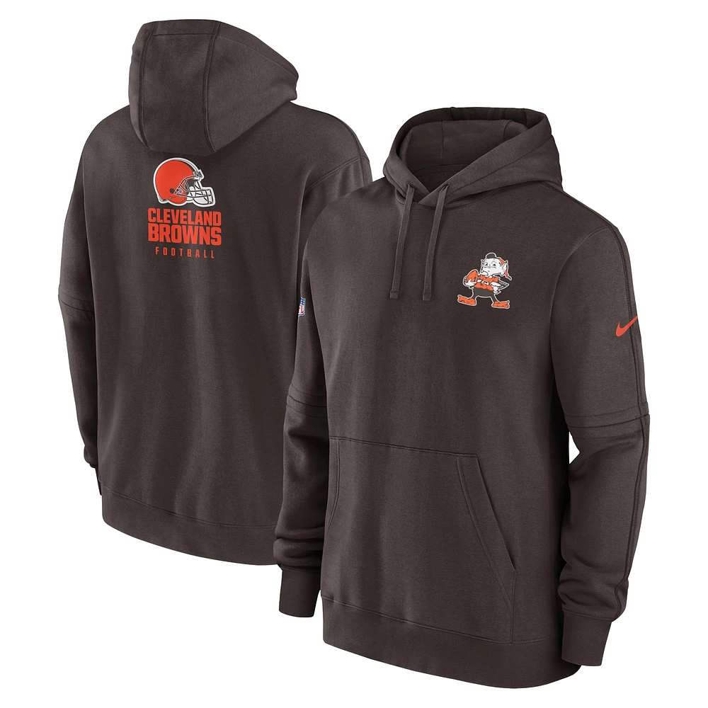 Men's Nike Brown Cleveland Browns Sideline Club Fleece Pullover Hoodie