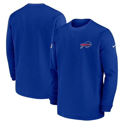 Men's Nike Royal Buffalo Bills 2023 Sideline Throwback Heavy Brushed Waffle Long Sleeve Top