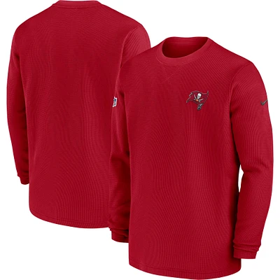 Men's Nike Red Tampa Bay Buccaneers 2023 Sideline Throwback Heavy Brushed Waffle Long Sleeve Top