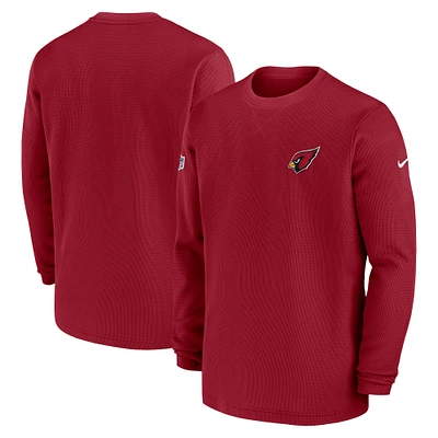 Men's Nike Cardinal Arizona Cardinals 2023 Sideline Throwback Heavy Brushed Waffle Long Sleeve Top