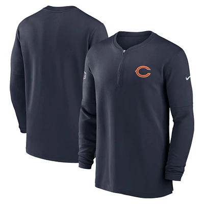 Men's Nike Navy Chicago Bears 2023 Sideline Performance Long Sleeve Tri-Blend Quarter-Zip Top