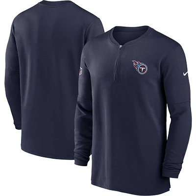 Men's Nike Navy Tennessee Titans 2023 Sideline Performance Long Sleeve Tri-Blend Quarter-Zip Top