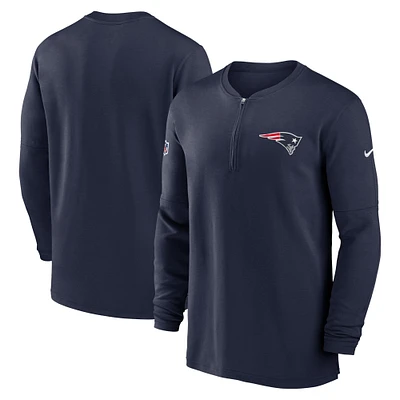Men's Nike Navy New England Patriots 2023 Sideline Performance Long Sleeve Tri-Blend Quarter-Zip Top