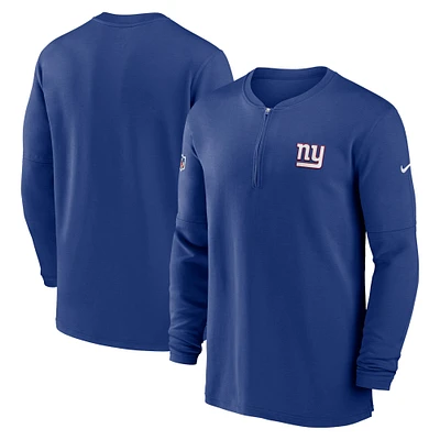 Men's Nike Royal New York Giants 2023 Sideline Performance Long Sleeve Tri-Blend Quarter-Zip Top
