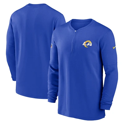 Men's Nike Royal Los Angeles Rams 2023 Sideline Performance Long Sleeve Tri-Blend Quarter-Zip Top