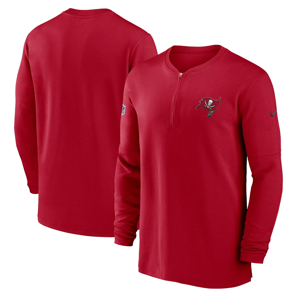 Men's Nike Red Tampa Bay Buccaneers 2023 Sideline Performance Long Sleeve Tri-Blend Quarter-Zip Top