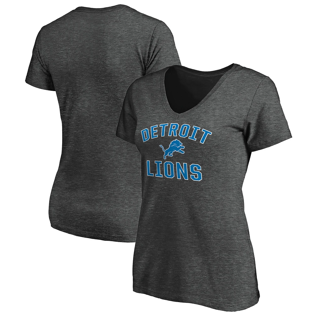 Women's Charcoal Detroit Lions Victory Arch Team V-Neck T-Shirt