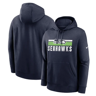 Men's Nike College Navy Seattle Seahawks Club Fleece Pullover Hoodie
