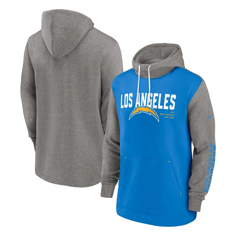 Men's Nike Powder Blue Los Angeles Chargers Fashion Color Block Pullover Hoodie