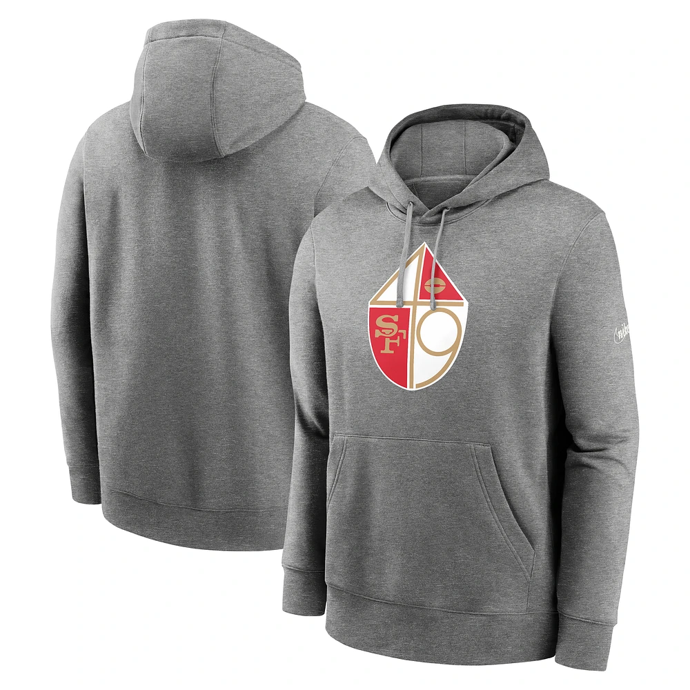 Men's Nike Heather Charcoal San Francisco 49ers Rewind Club Pullover Hoodie