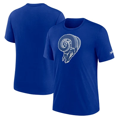 Men's Nike Royal Los Angeles Rams Rewind Logo Tri-Blend T-Shirt