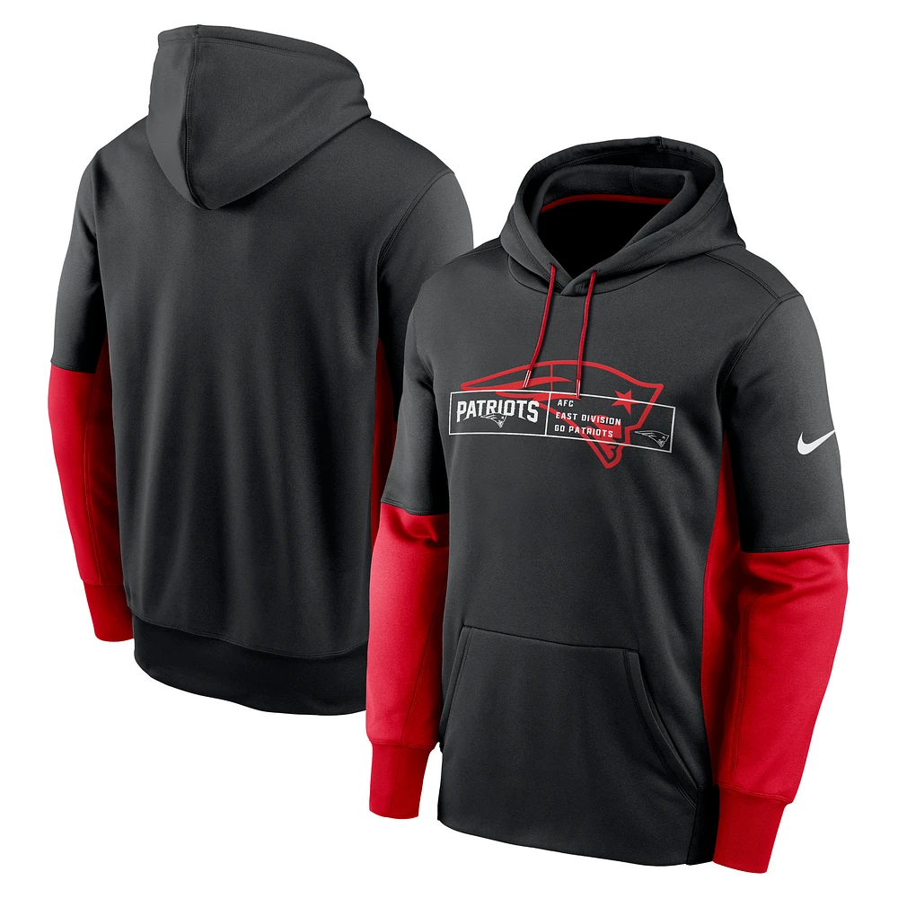 Men's Nike Black New England Patriots Color Block Fleece Performance Pullover Hoodie