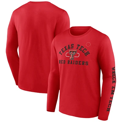 Men's Fanatics Red Texas Tech Red Raiders Modern Arch 2-Hit Long Sleeve T-Shirt