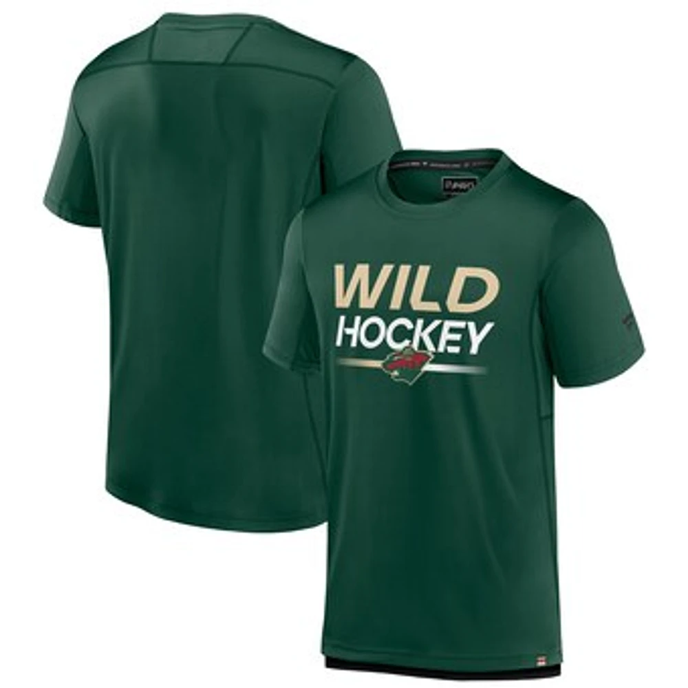 Men's Fanatics Green Minnesota Wild Authentic Pro Tech T-Shirt
