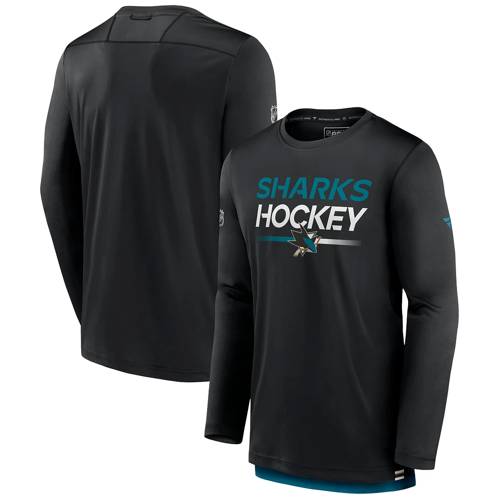 Men's Fanatics Black San Jose Sharks Authentic Pro Long Sleeve T-Shirt