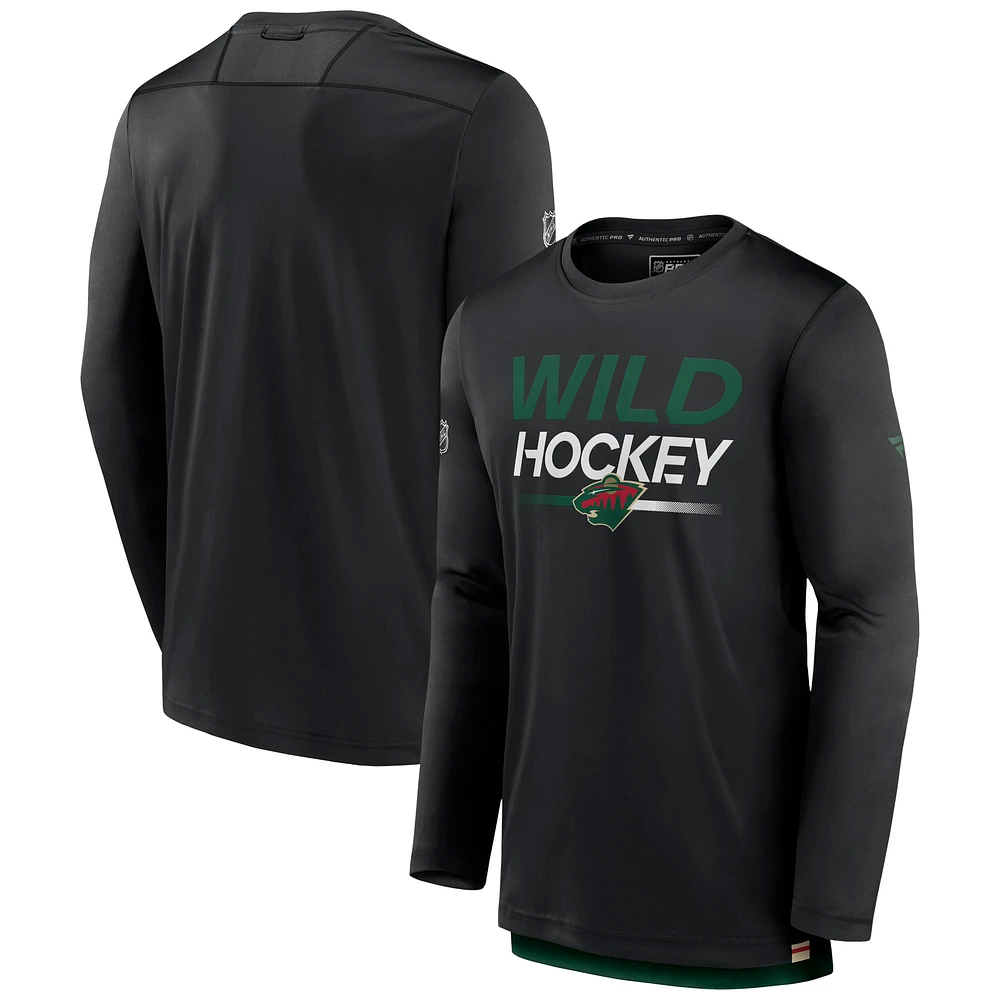 Men's Fanatics Black Minnesota Wild Authentic Pro Long Sleeve T-Shirt