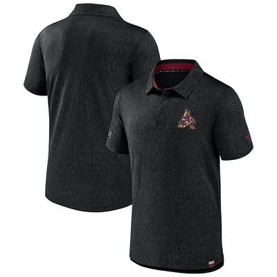 Men's Fanatics Black Arizona Coyotes Authentic Pro Jacquard Polo
