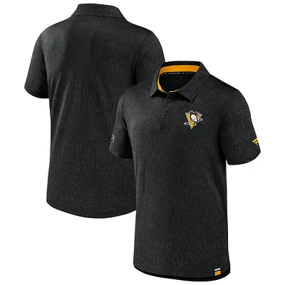 Men's Fanatics Black Pittsburgh Penguins Authentic Pro Jacquard Polo