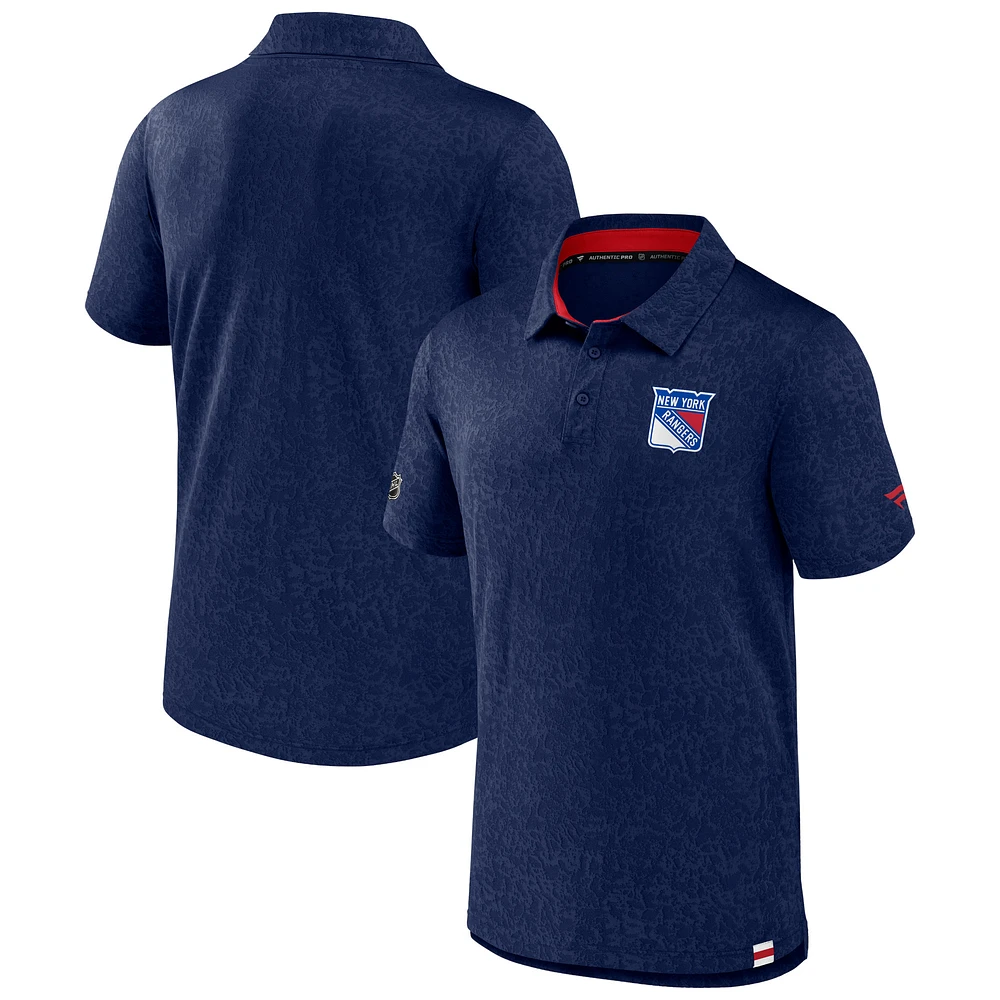 Men's Fanatics Navy New York Rangers Authentic Pro Jacquard Polo