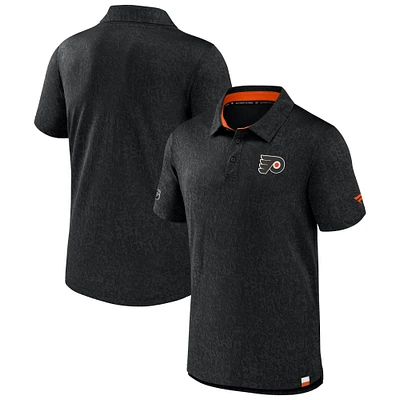 Men's Fanatics Black Philadelphia Flyers Authentic Pro Jacquard Polo