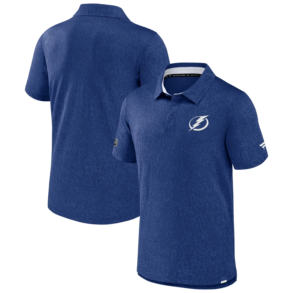 Men's Fanatics Blue Tampa Bay Lightning Authentic Pro Jacquard Polo