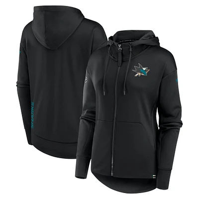 Women's Fanatics Black San Jose Sharks Authentic Pro Scuba Full-Zip Hoodie