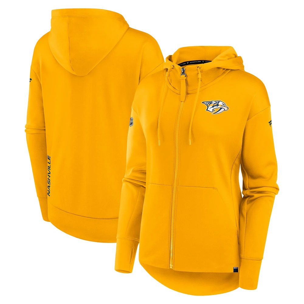 Women's Fanatics Gold Nashville Predators Authentic Pro Scuba Full-Zip Hoodie