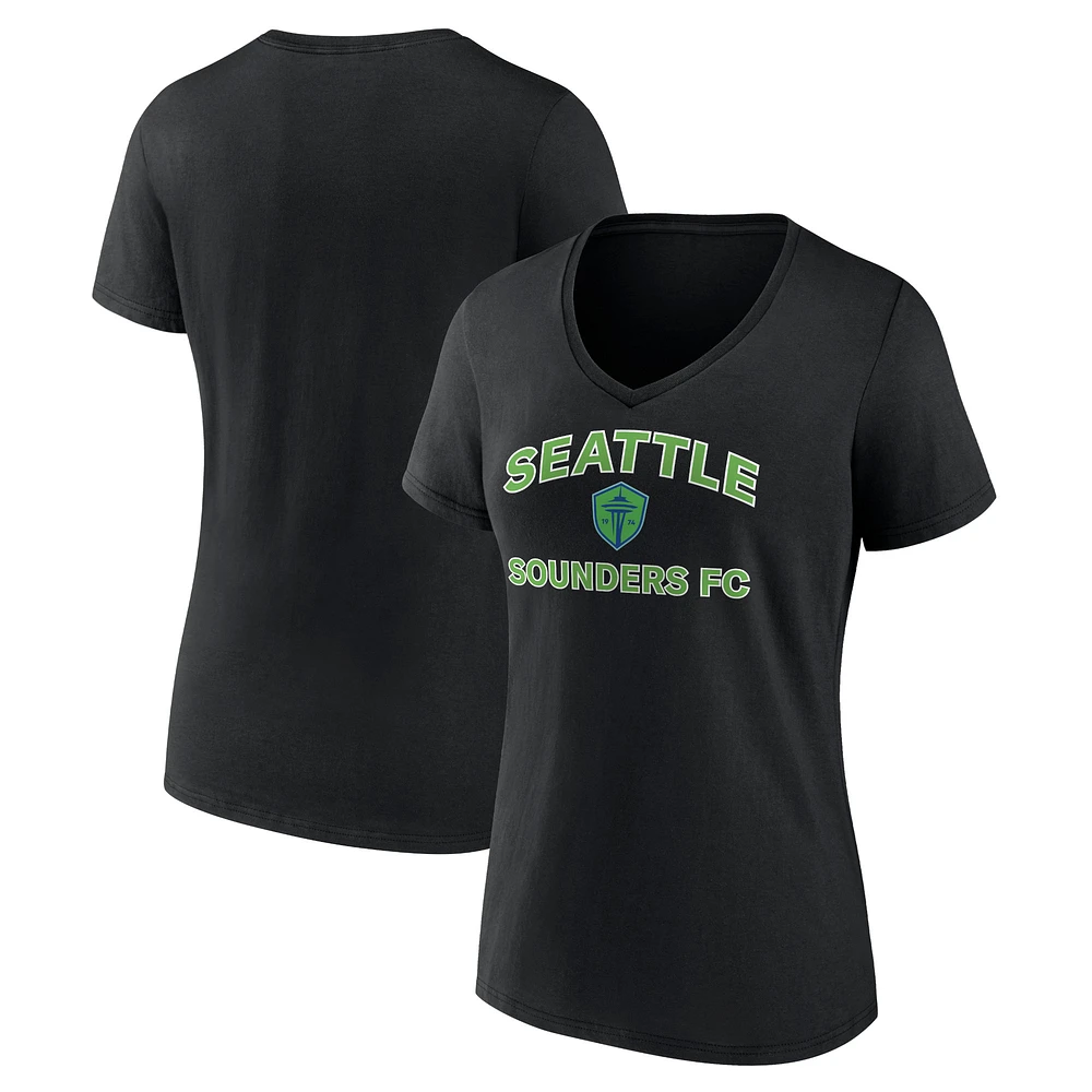Women's Black Seattle Sounders FC Heart and Soul V-Neck T-Shirt