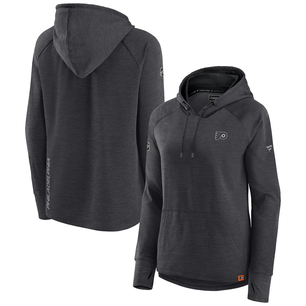 Women's Fanatics Heather Charcoal Philadelphia Flyers Authentic Pro Pullover Hoodie