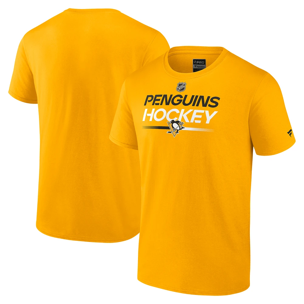Men's Fanatics Gold Pittsburgh Penguins Authentic Pro Primary T-Shirt