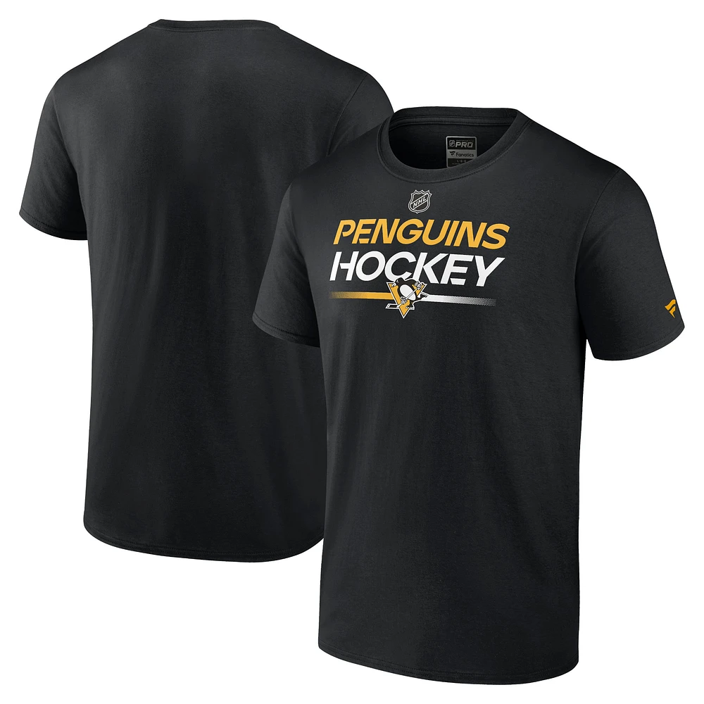 Men's Fanatics Black Pittsburgh Penguins Authentic Pro Primary T-Shirt