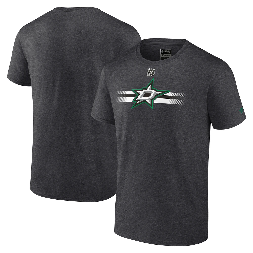 Men's Fanatics Heather Charcoal Dallas Stars Authentic Pro Secondary Logo T-Shirt