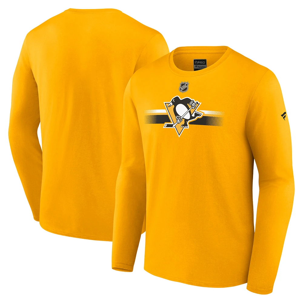 Men's Fanatics Gold Pittsburgh Penguins Authentic Pro Primary Long Sleeve T-Shirt