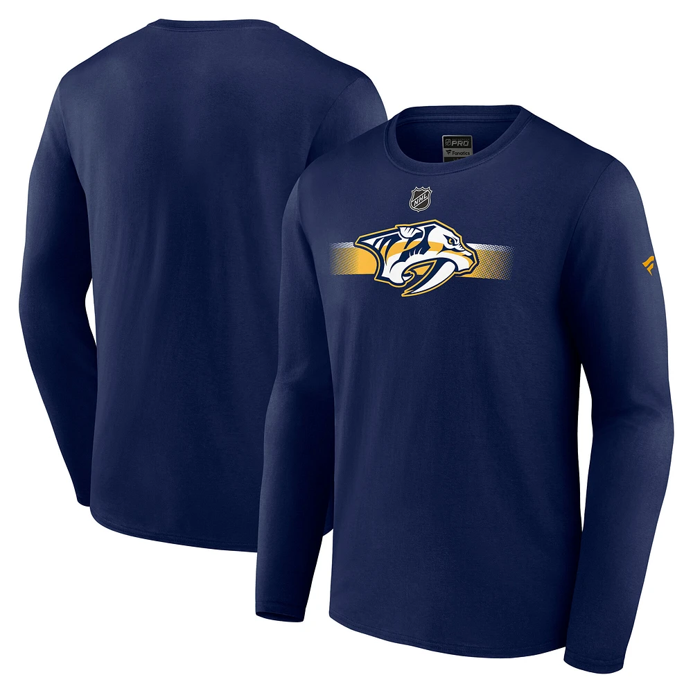 Men's Fanatics Navy Nashville Predators Authentic Pro Secondary Long Sleeve T-Shirt