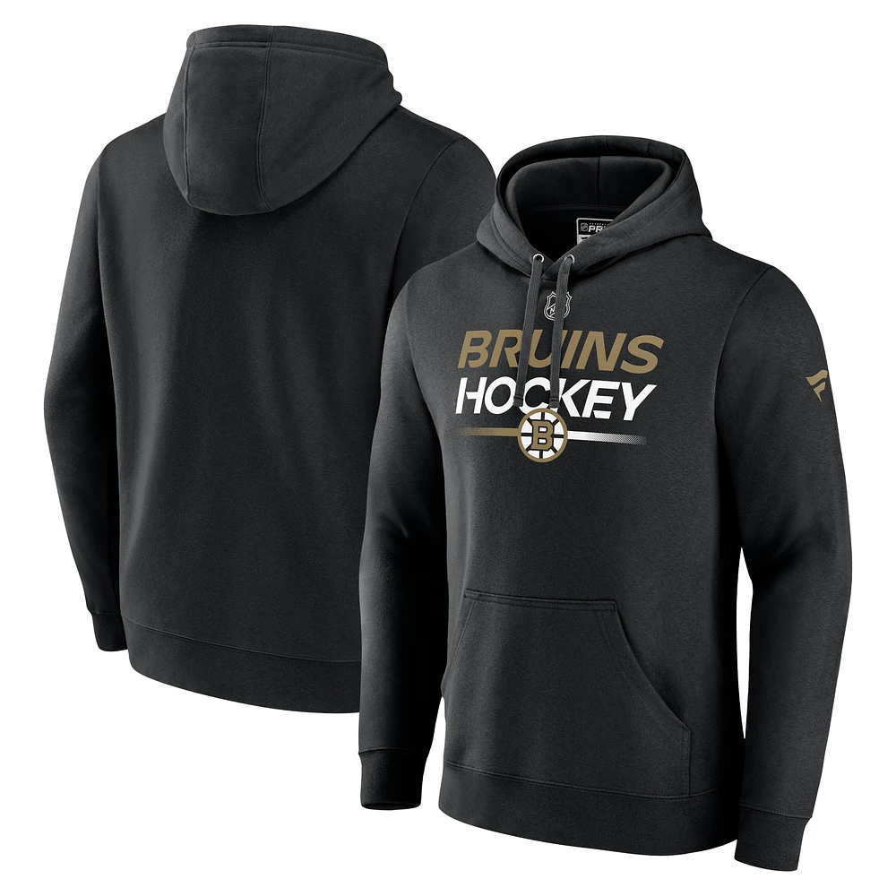 Men's Black Boston Bruins Authentic Pro Pullover Hoodie