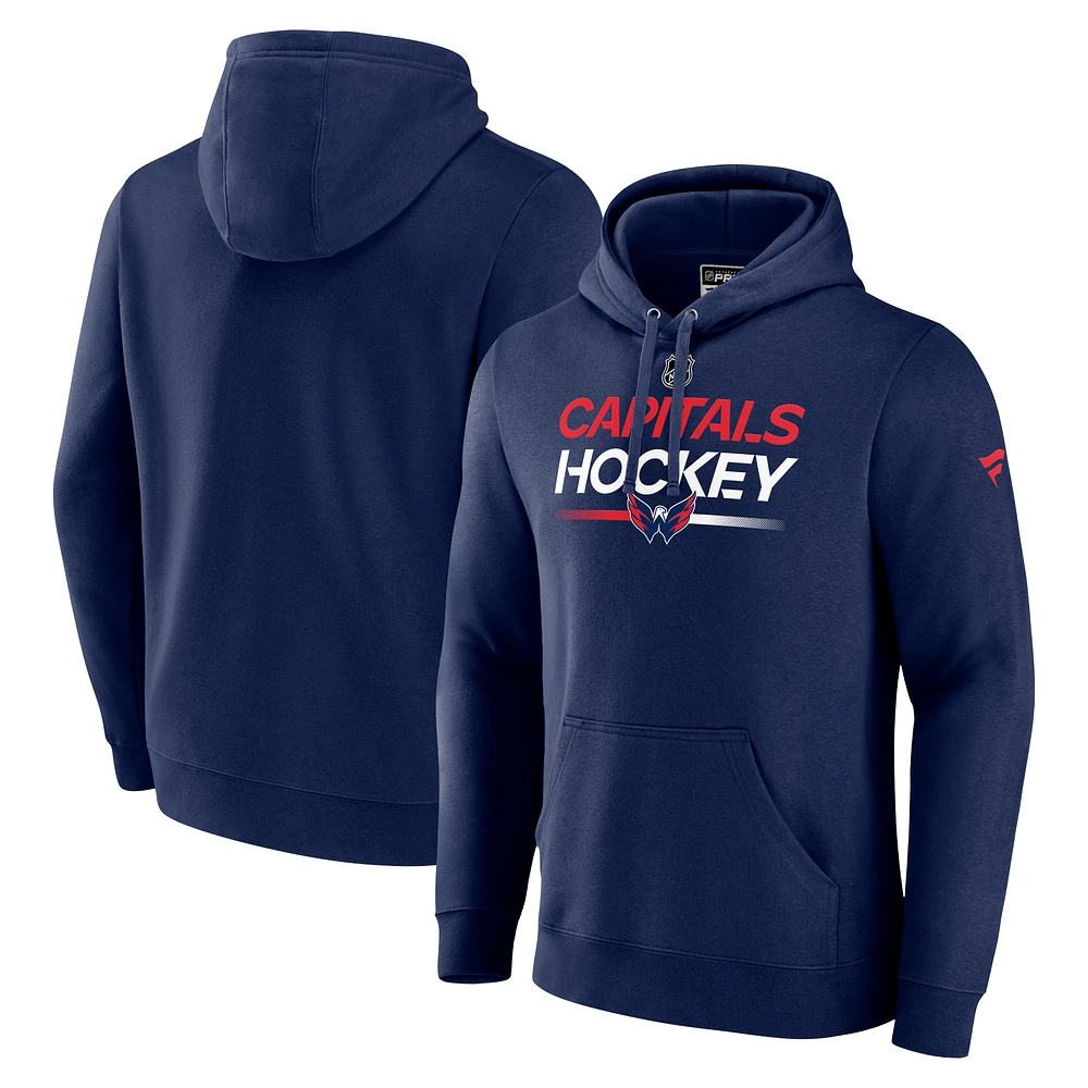 Men's Fanatics Navy Washington Capitals Authentic Pro Pullover Hoodie