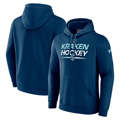Men's Fanatics Navy Seattle Kraken Authentic Pro Pullover Hoodie