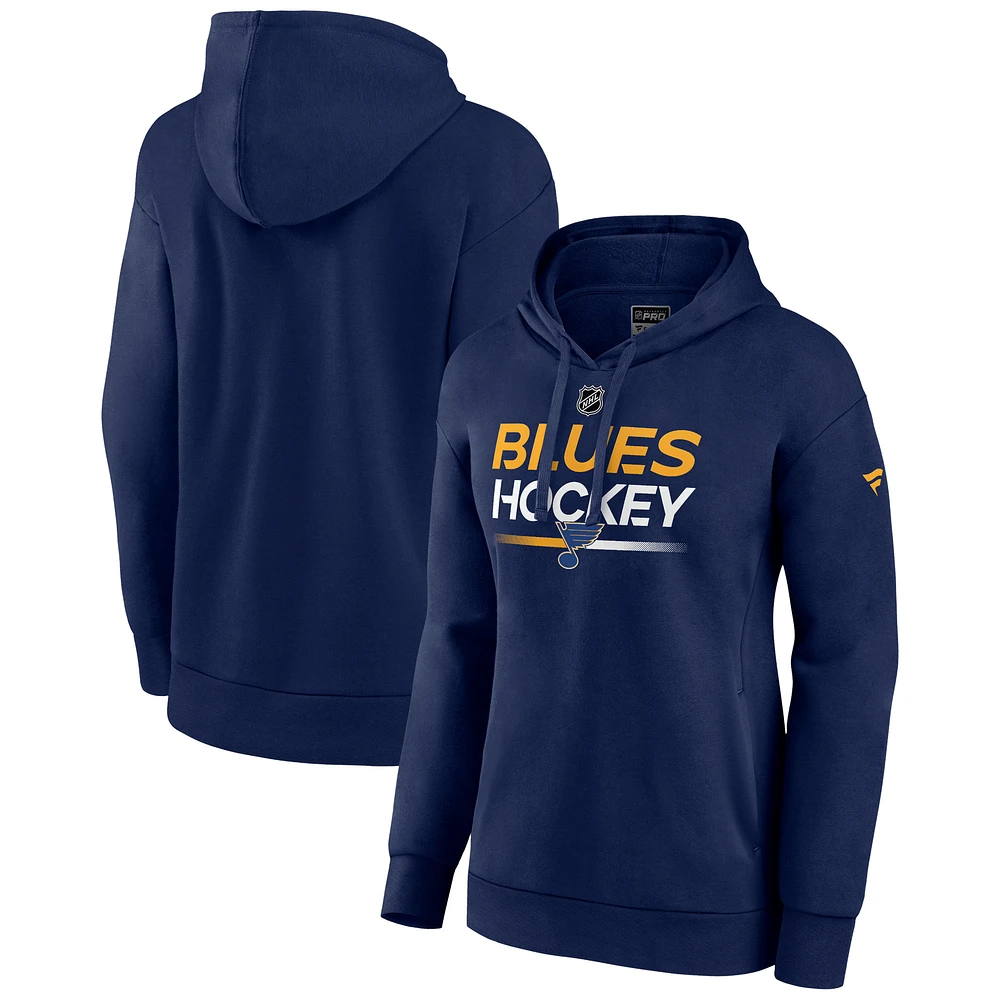 Women's Fanatics Navy St. Louis Blues Authentic Pro Pullover Hoodie