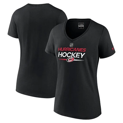 Women's Fanatics Black Carolina Hurricanes Authentic Pro V-Neck T-Shirt