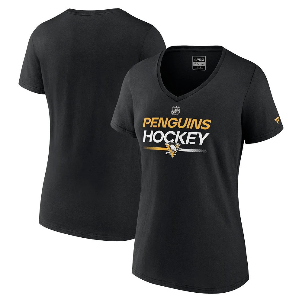 Women's Fanatics Black Pittsburgh Penguins Authentic Pro V-Neck T-Shirt