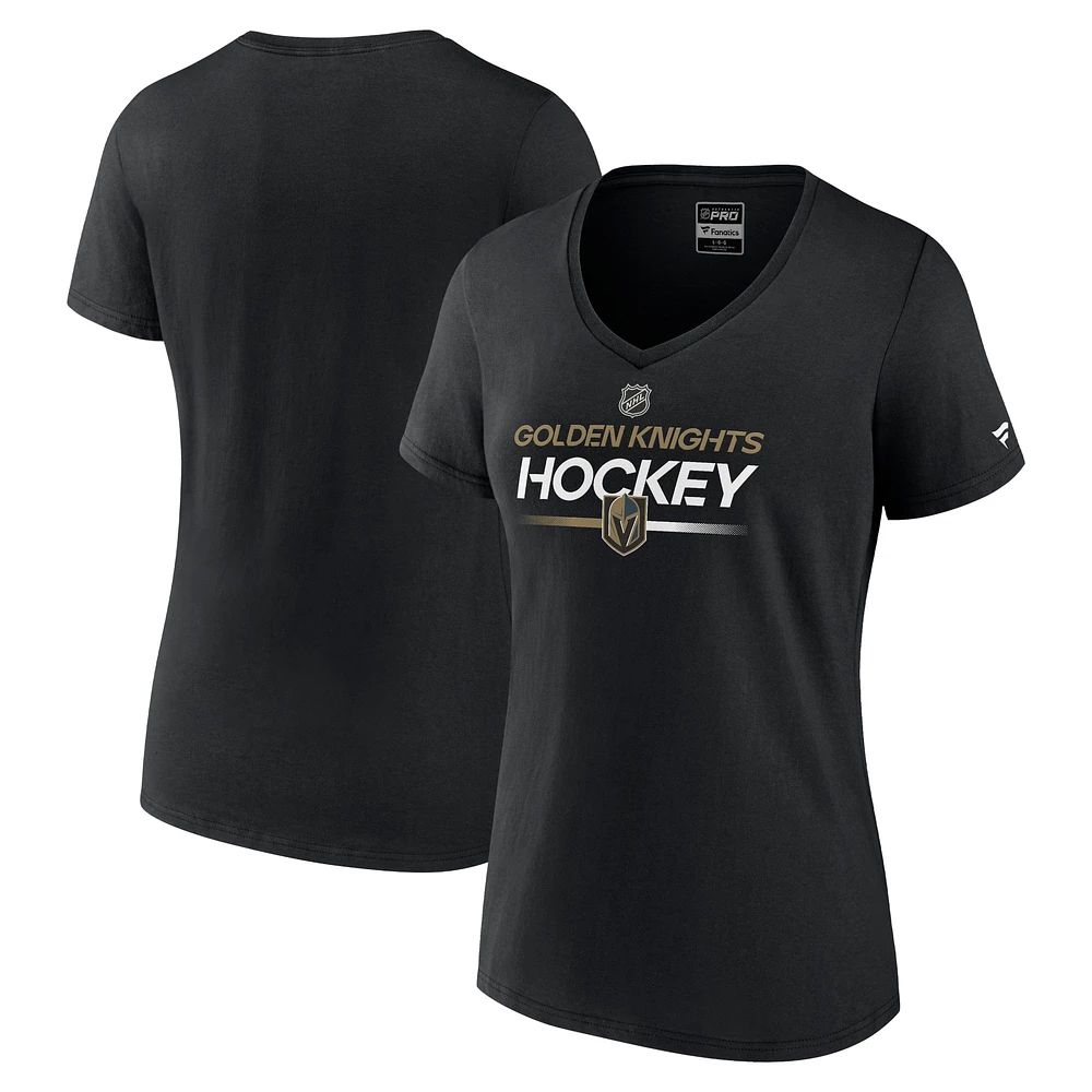 Women's Fanatics Black Vegas Golden Knights Authentic Pro V-Neck T-Shirt